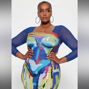 MULTICOLORED MIDI DRESS